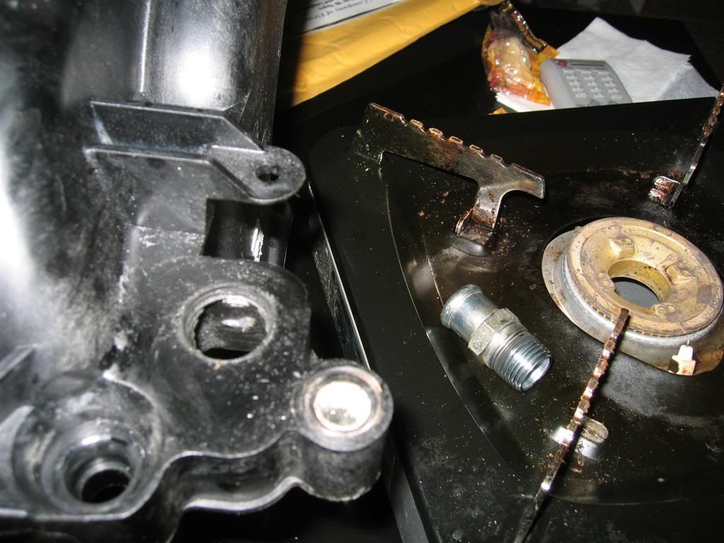 collant intake manifold plastic hose fitting broke 4.6L Based