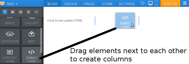 screenshot weebly add columns