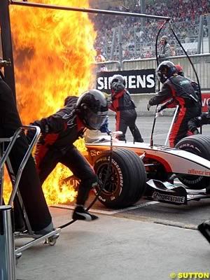 Fire A pitfire for Gianmaria Brunis Minardi in 2004