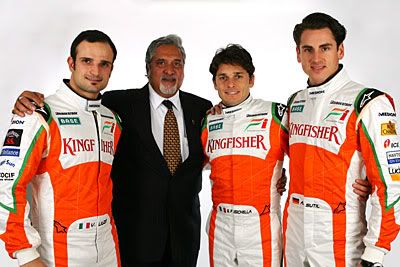 vjm02 Vitantonio Liuzzi, Vijay Mallya, Giancarlo Fisichella, Adrian Sutil