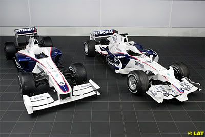 cc Comparison of the BMW Sauber F1.09 (Left, 2009) and the BMW Sauber F1.08 (Right, 2008)