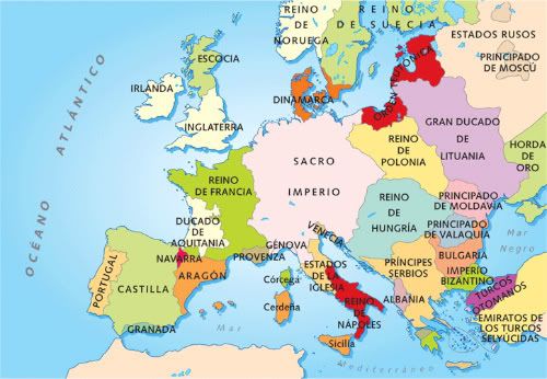 Mapa de Europa en el año 1000