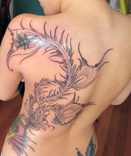 Dragon tribal tattoo on back sexy girl