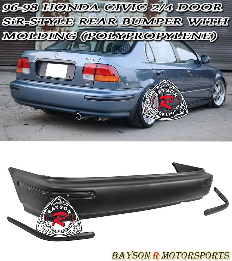 Details About Sir Style Rear Bumper Cover With Molding Fits 96 98 Honda Civic 2 4dr