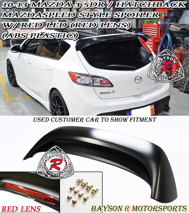 14-18 Mazda 3 Mazda3 5Dr Hatchback MS Style Unpaint ABS Trunk Roof Spoiler Wing