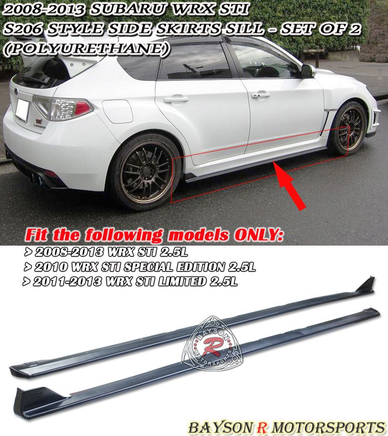S206 Style Side Skirts Pu Fits 08 14 Impreza Wrx Sti Ebay