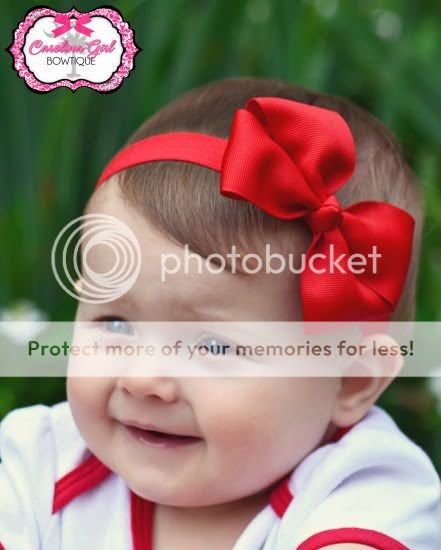 Boutique Red Bow on An Elastic Headband Baby Infant Toddler Photo Prop